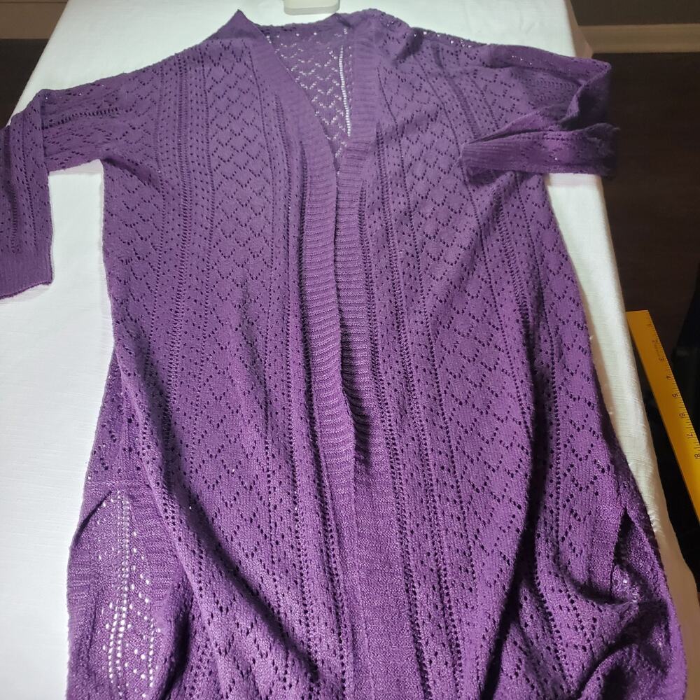 Shein Womens Cardigan Sweater XL Purple Long Sleeve Knit Open Front Layer Top